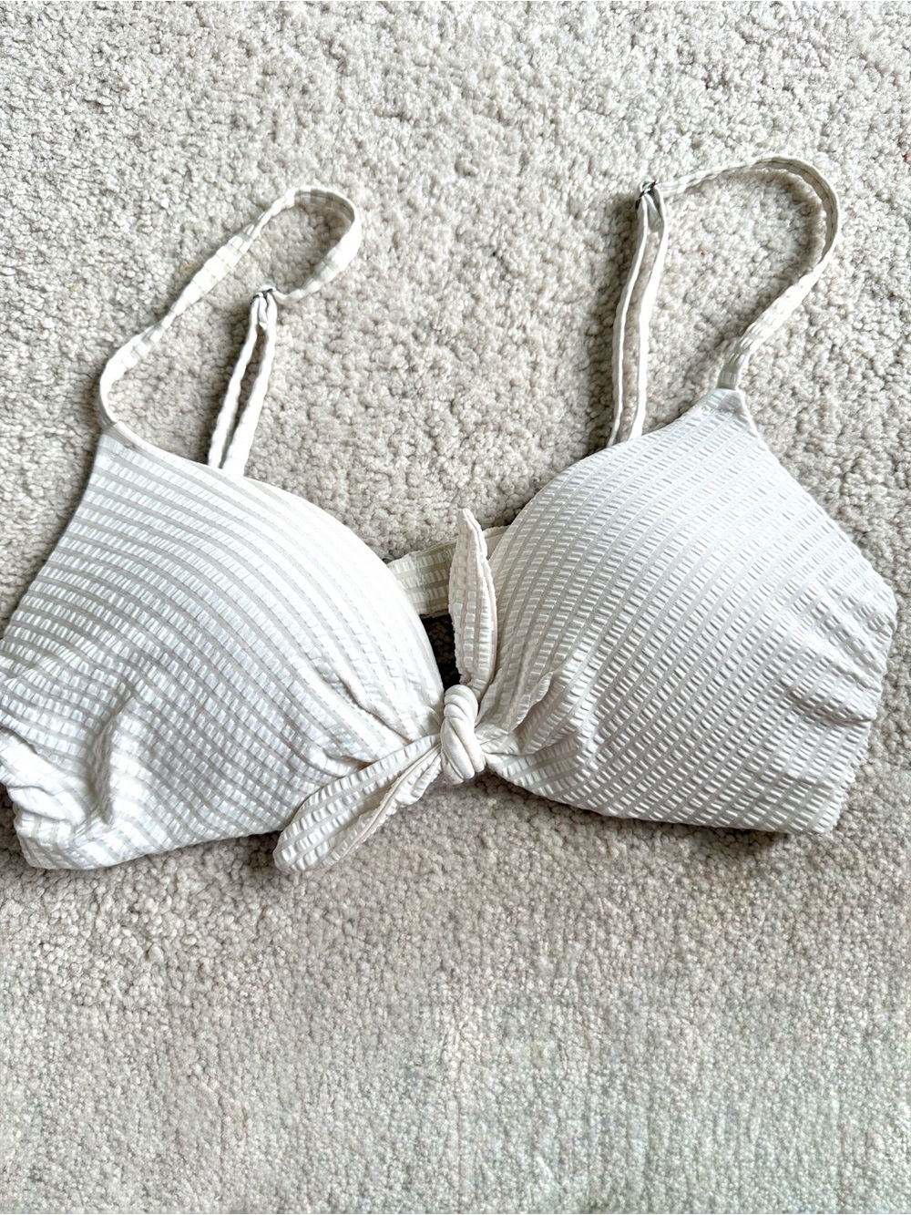 H&M Cream/ White Tie-Front Bikini Top